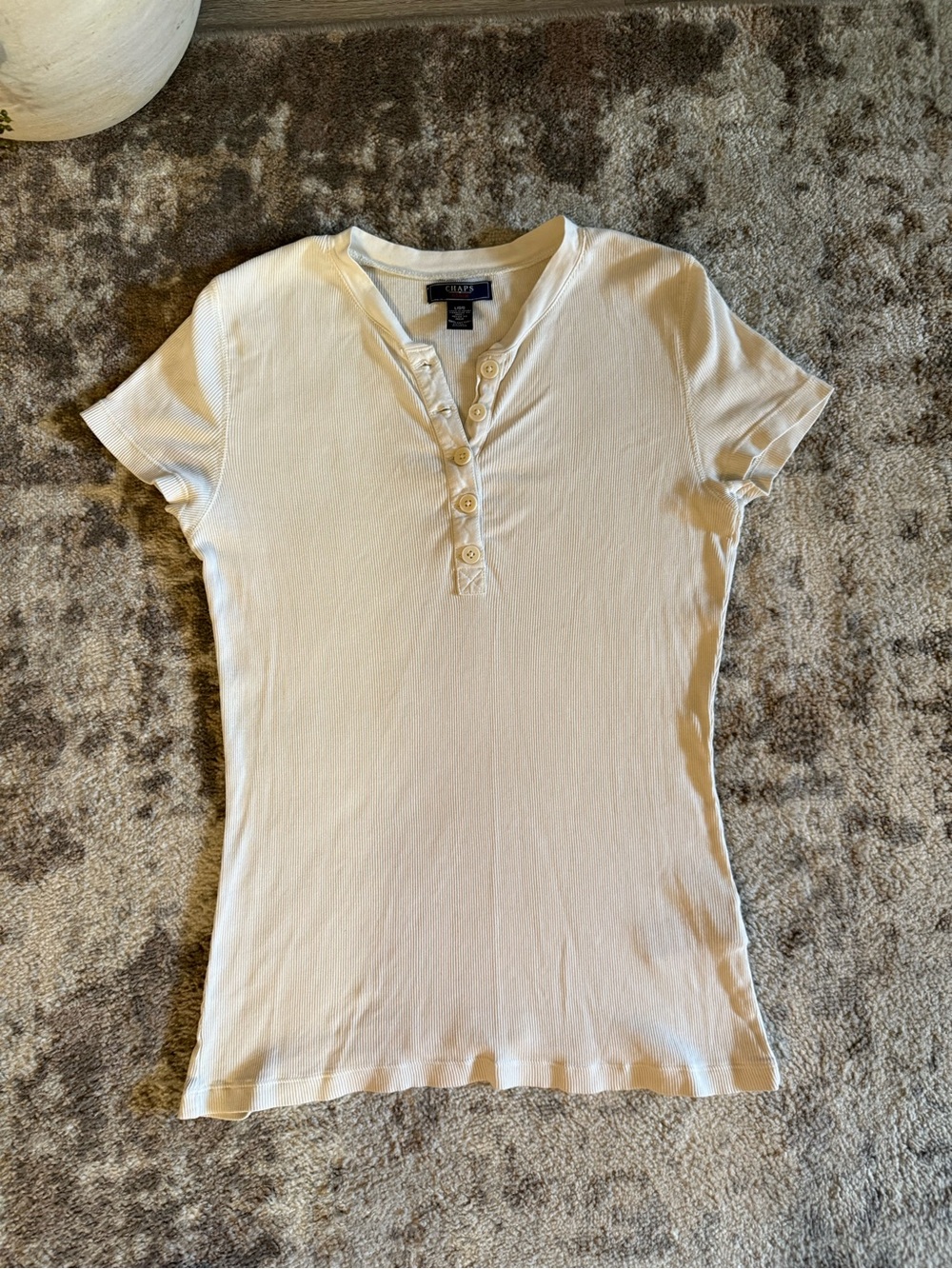 Champs Cream Short-Sleeve Button Down Henley